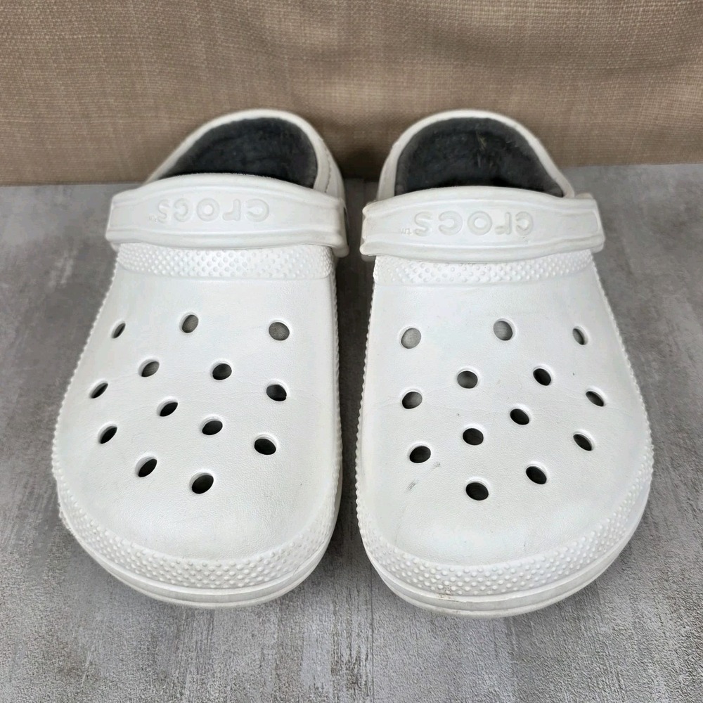 Crocs Classic Lined Clogs White Size M4 W6 Fuzzy Fleece Lined Slip On Shoes